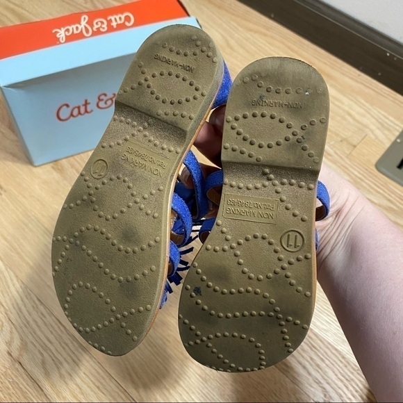 Cat & Jack Peggy Fringe Sandals Kids Sz 11 Blue - Picture 7 of 8